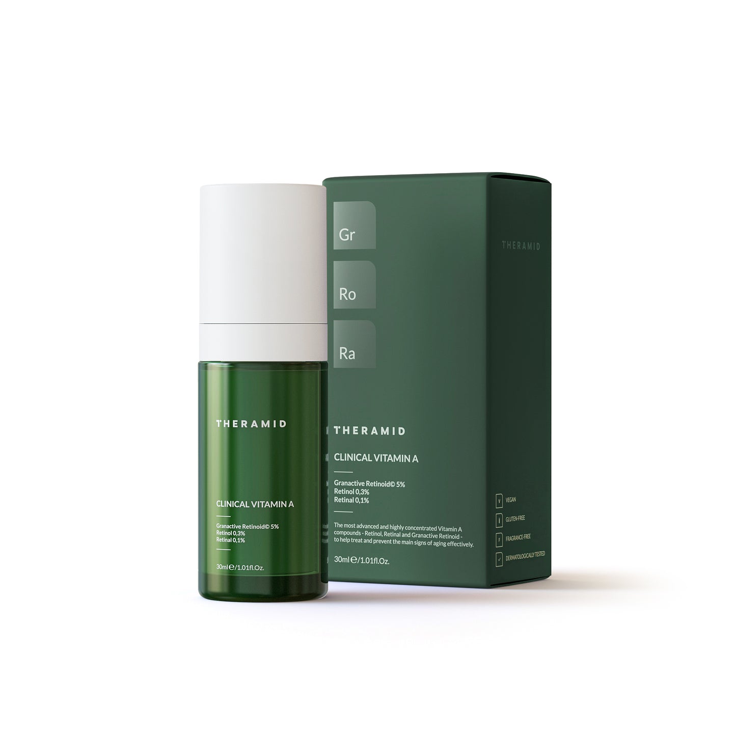 Сироватка для обличчя з ретинолом 0,3% та ретиналем 0,1% Theramid Clinical Vitamin A 30 ml